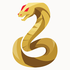 Golden Azdaha Snake Logo in Geometric Vector Style