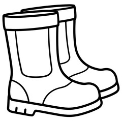 Minimalist Winter Boots Line Art