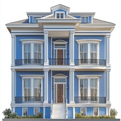 Fototapeta premium A stunning photorealistic rendering of a classic colonial duplex house.