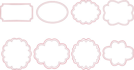 Fototapeta premium A set of pink badge frames in assorted shapes with transparent background