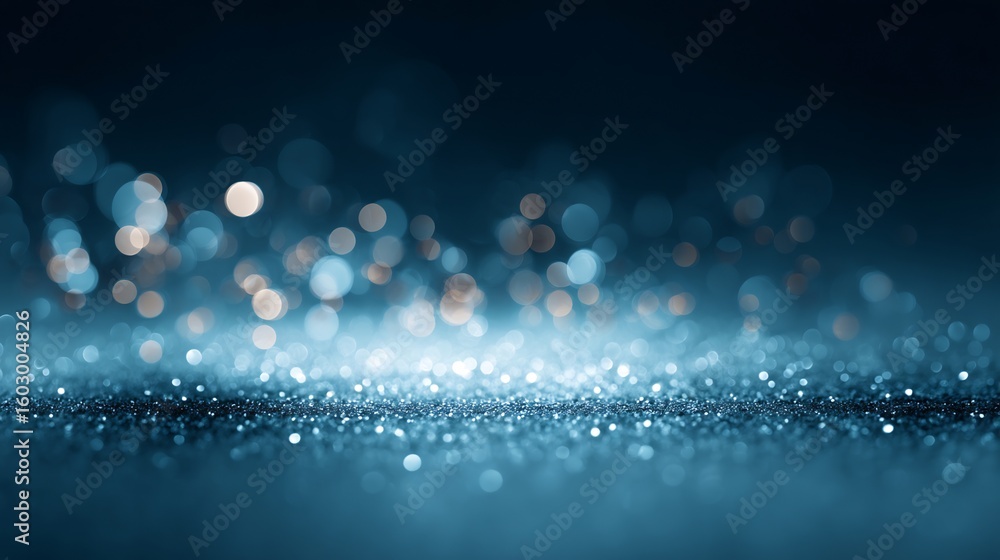 Poster elegant abstract blue bokeh background with sparkling glitter texture