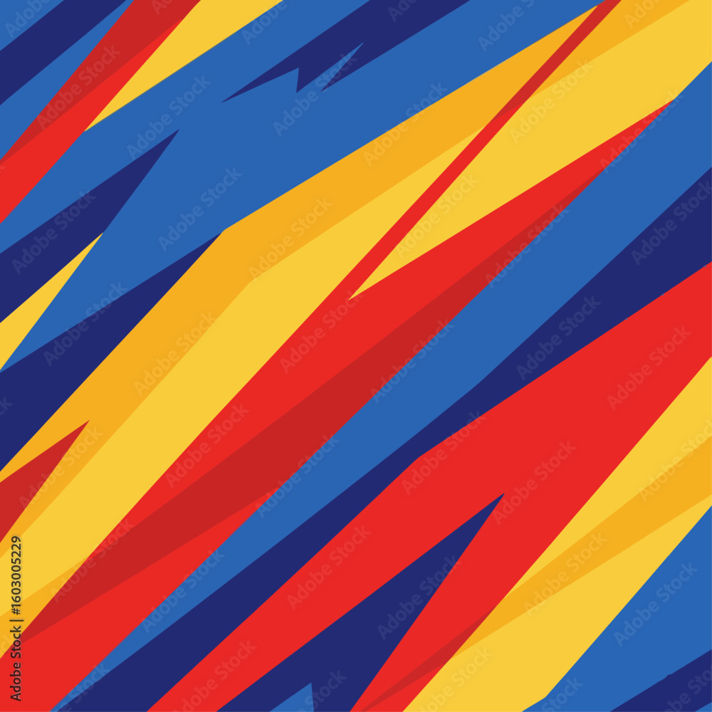 Poster abstract background featuring a dynamic arrangement of red yellow and blue diagonal shapes in a mode
