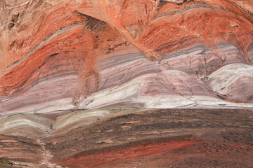 Beautiful valley with red mountains in Khizi. Azerbaijan.