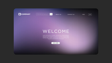 Modern website welcome page design with elegant gradient background and call to action button