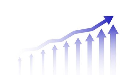 business growth arrow graph chowing upward illustration on transparent background.