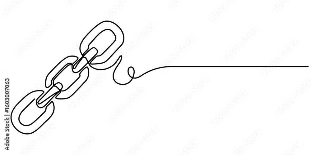 Fototapete Chain continuous one line drawing isolate outline vector illustration, Linear background of chain. One continuous line drawing of a chain. Vector illustration. Chain icon in continuous line. 