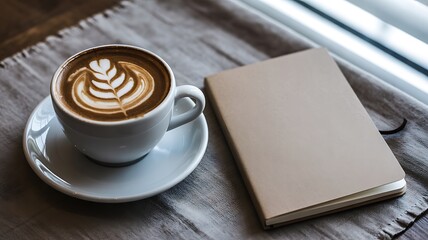 A captivating close-up of a steaming hot cup of espresso on a brown table, its rich aroma promising a perfect morning