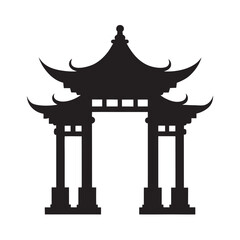 silhouette-traditional-asian-gate-on-white-backgro.eps