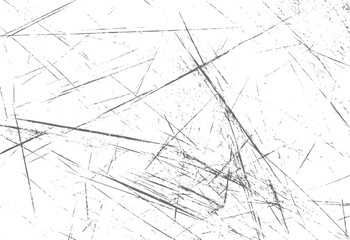 Sharp grunge scratch line texture on clean white surface. Abstract cracked etch stroke effect. Perfect for distress overlay and design grit.
