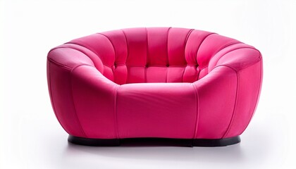 isolated bright pink modern lounge armchair on white