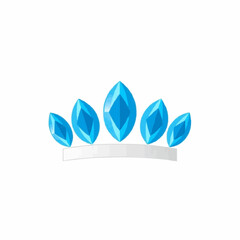Crown with blue gemstones in minimalistic vector style  
