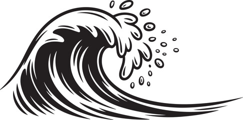 Fototapeta premium Ocean Wave Vector Illustration with Foam and Bubbles Sea Element