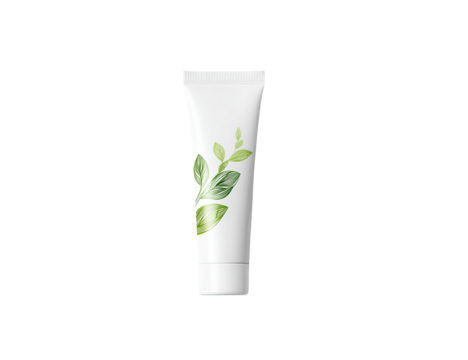 White tube of cream with light green foliage design