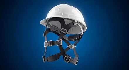 Safety Helmet Isolated on Dark Blue Background