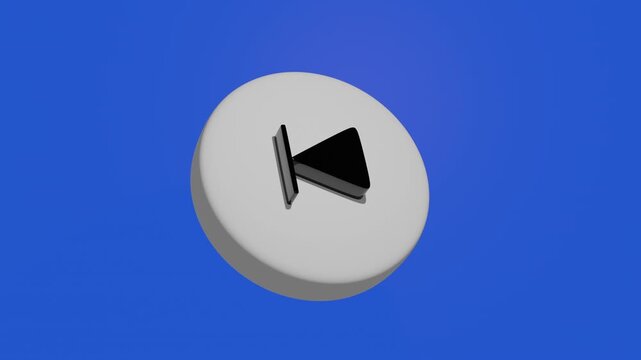 3D multimedia previous button icon animated