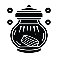  silhouette icon of a coin jar minimal design