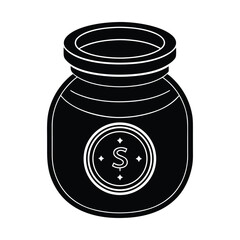  silhouette icon of a coin jar minimal design