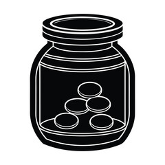  silhouette icon of a coin jar minimal design