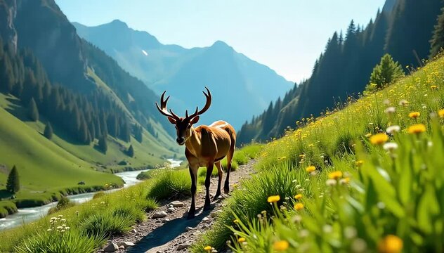 Onager walking along a rocky slope