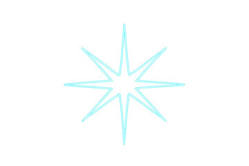 Luminous neon eight-pointed star, transparent backdrop, perfect for design graphics
