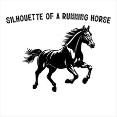 Silhouette of a Galloping Horse – Vector Clipart Illustration