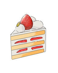 Strawberry Shortcake Slice Illustration