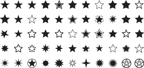 Fototapeta premium Collection of hand drawn stars and celestial elements isolated on transparent background