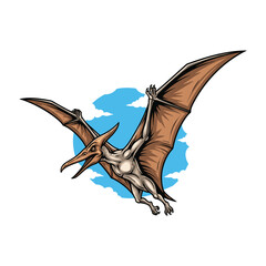 Pterodactyl Flying in the Clear Sky Illustration © Aryasakti