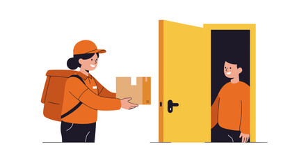 Friendly delivery service bringing packages to your doorstep with a sm