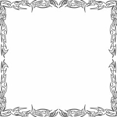 A vector image of square frames or borders in neo-gothic tribal style, in black color on a white background.