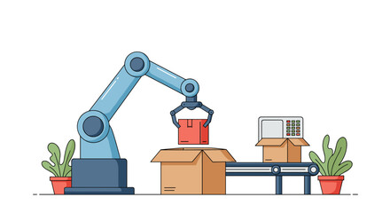 Robotic arm automates packaging process in modern industrial setting