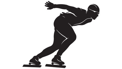 Silhouette of a speed skater in action, vector illustration