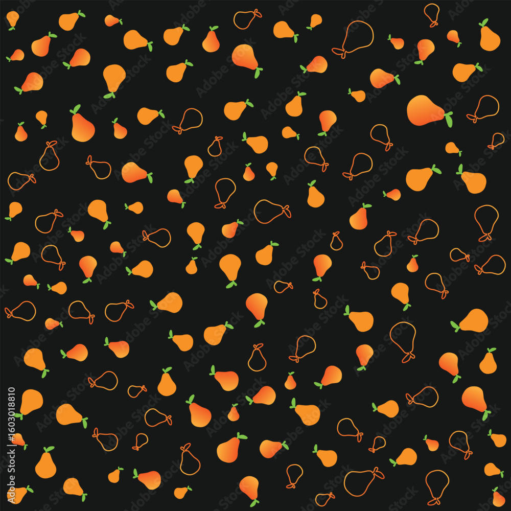 Poster pear pattern on black background a fresh and fruity design with playful pear shapes for a natural an