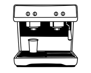 Commercial espresso machine with cup silhouette