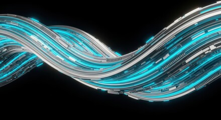 Futuristic Tech Background with Digital Elements and Glowing Lines