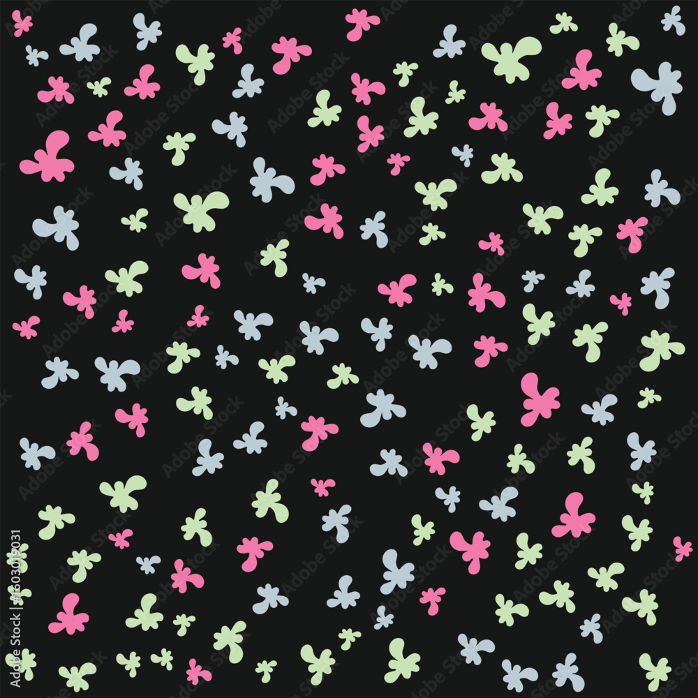 Aufkleber delicate floral scatter pattern on dark backdrop a whimsical design with pastel blooms for textile p