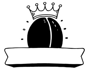 King coconut with crown and banner silhouette