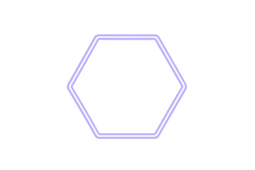 Glowing purple neon hexagon frame on a transparent background, perfect for modern and futuristic designs
