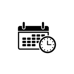 A calendar icon is shown with a clock indicating time and scheduling
