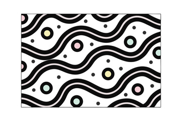 Seamless abstract pattern with wavy lines pastel circles vector