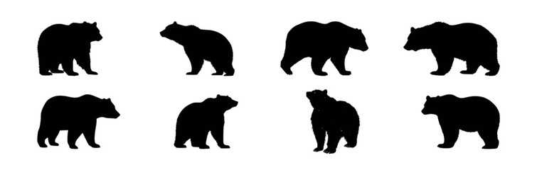 Bear Silhouettes: A Collection of Eight Monochrome Bear Illustrations