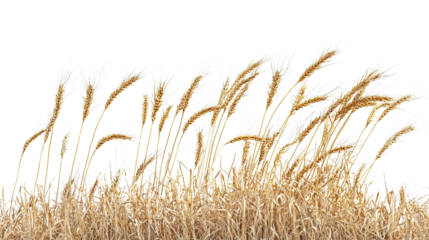 A beautiful summer agriculture landscape featuring a golden wheat field and ripe grain, symbolizing nature's abundant harvest and rural growth on transparent background. PNG