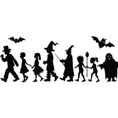 Obraz premium Halloween Costume Parade Silhouette Vector