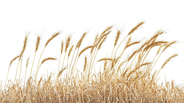 A beautiful summer agriculture landscape featuring a golden wheat field and ripe grain, symbolizing nature's abundant harvest and rural growth on transparent background. PNG