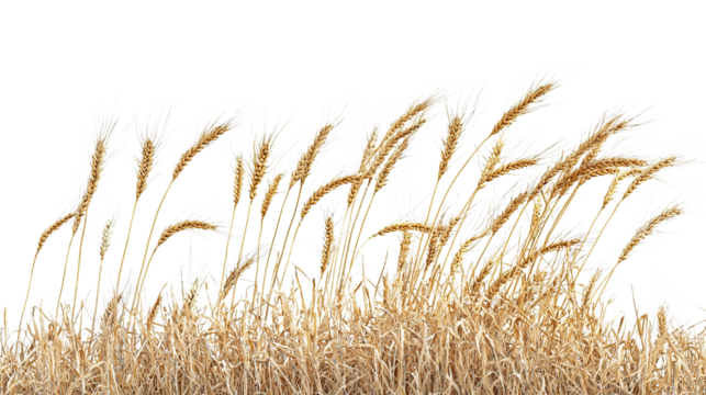 A beautiful summer agriculture landscape featuring a golden wheat field and ripe grain, symbolizing nature's abundant harvest and rural growth on transparent background. PNG