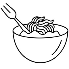 Spaghetti Plate with Basil Vector Food Printable Graphic for Kitchen Decor