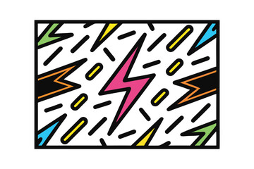 Vibrant abstract composition with colorful lightning bolts shapes graphic pattern