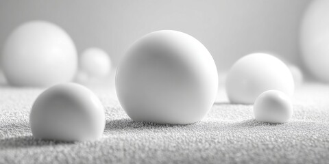 White Spheres on Textured Surface Abstract Minimalist Background