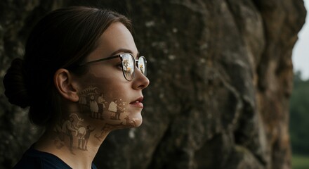 Nostalgic portrait Memories etched on skin