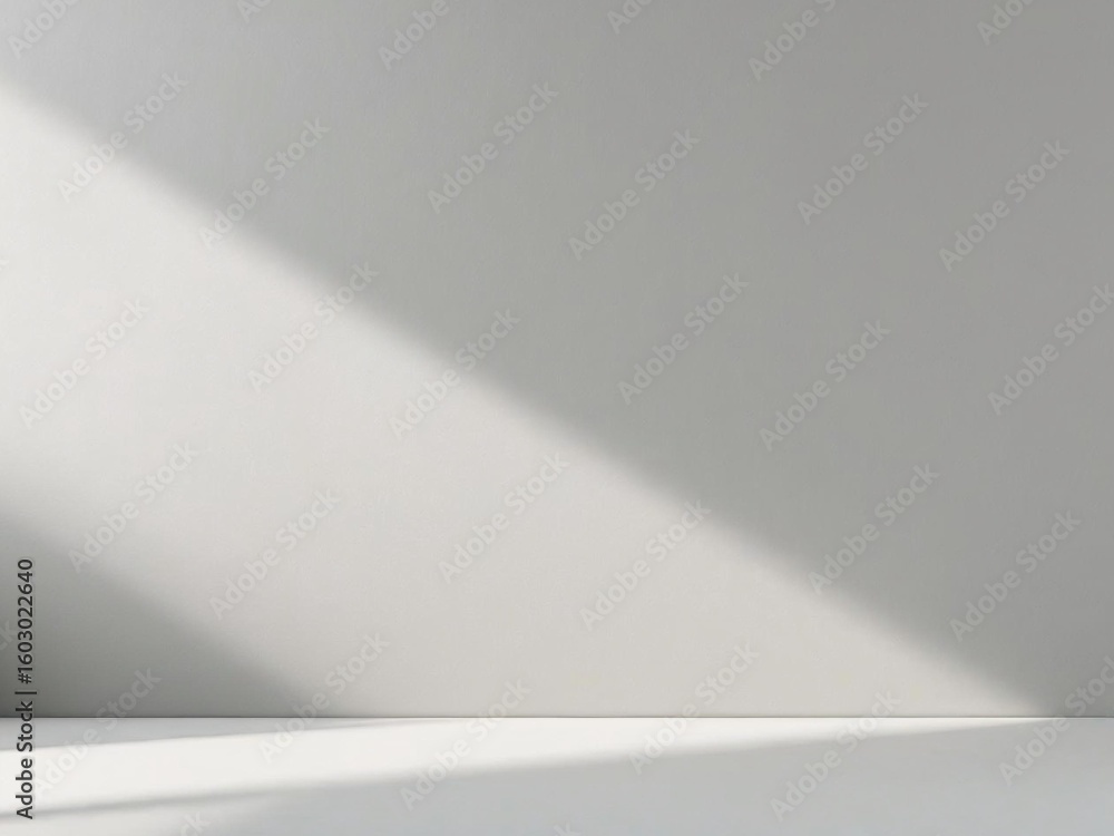 Poster minimalist studio background with soft diagonal light and shadow creating a clean modern aesthetic